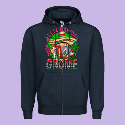 Feliz Navidad Gnome Mexico Zipper Hoodie Designed By Howdyjamesfarm