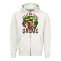 Oatmeal Heather Feliz Navidad gnome Mexico Zipper Hoodie - HowdyJamesFarm