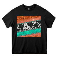 Black western turquoise gemstone cowhide  leather tumbler Heavy Core Tee - Jasminsmagicworld