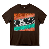 Chocolate Brown western turquoise gemstone cowhide  leather tumbler Heavy Core Tee - Jasminsmagicworld