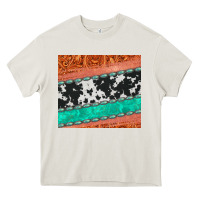 Cream western turquoise gemstone cowhide  leather tumbler Heavy Core Tee - Jasminsmagicworld