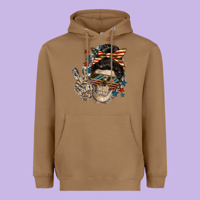 American Mother Skull Mother's Day Heavyweight Hoodie Designed By Fadigitalartstudio