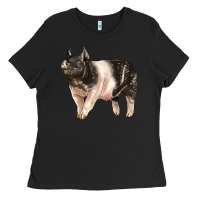 Black hampshire pig Ladies Tee - LillyAllenDesigns