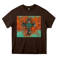 Chocolate Brown western cross tumbler Heavy Core Tee - Jasminsmagicworld