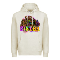 Oatmeal Heather football sister Premium Hoodie - OliviaCreatesArt