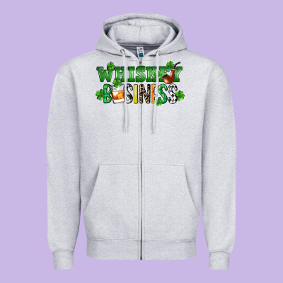 Whiskey Business St. Patrick's Day Zipper Hoodie Designed By Cowgirlartshop
