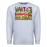Heather Grey Santa's Favorite Bus Driver Premium Sweatshirt - BundleAndBundleShop