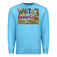 Ocean Blue Santa's Favorite Bus Driver Premium Sweatshirt - BundleAndBundleShop