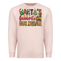 Pale Pink Santa's Favorite Bus Driver Premium Sweatshirt - BundleAndBundleShop
