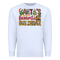 White Santa's Favorite Bus Driver Premium Sweatshirt - BundleAndBundleShop