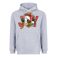 Heather Grey joy christmas with cow bbs Heavyweight Hoodie - BundleAndBundleShop