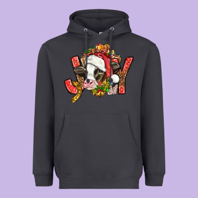 Joy Christmas With Cow Bbs Heavyweight Hoodie Designed By Bundleandbundleshop