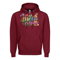 Burgundy One hoppy mama easter day Zipper Hoodie - HowdyJamesFarm