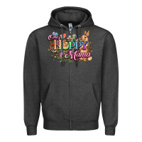 Charcoal Heather One hoppy mama easter day Zipper Hoodie - HowdyJamesFarm