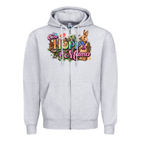 Heather Grey One hoppy mama easter day Zipper Hoodie - HowdyJamesFarm