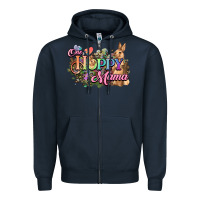 Navy One hoppy mama easter day Zipper Hoodie - HowdyJamesFarm