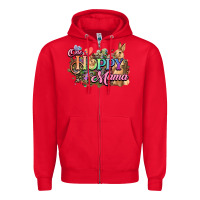Red One hoppy mama easter day Zipper Hoodie - HowdyJamesFarm
