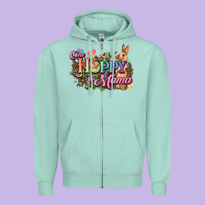 One Hoppy Mama Easter Day Zipper Hoodie Designed By Howdyjamesfarm