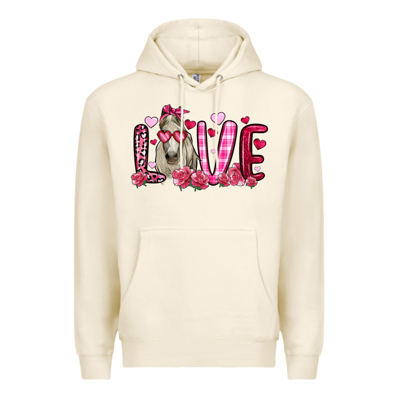 Valentines Day Love Horse Premium Hoodie by OliviaCreatesArt | Teevron