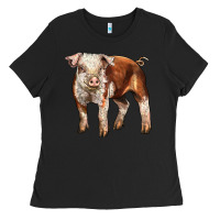 Black Baby Hereford Pig Ladies Tee - LillyAllenDesigns