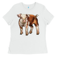 White Baby Hereford Pig Ladies Tee - LillyAllenDesigns