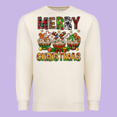Merry Christmas With Cupcake Bbs Premium Sweatshirt Designed By Bundleandbundleshop