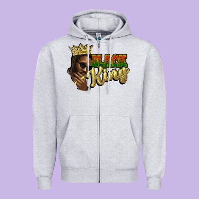 Black King Zipper Hoodie Designed By Howdyjamesfarm