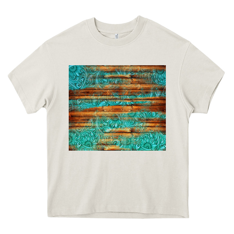 Turquoise  Leather And Wooden Pattern Tumbler Heavy Core Tee by Jasminsmagicworld | Teevron