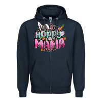 Navy One hoppy mama Easter Day Zipper Hoodie - CowGirlArtShop