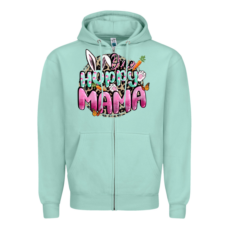 One Hoppy Mama Easter Day Zipper Hoodie by CowGirlArtShop | Teevron