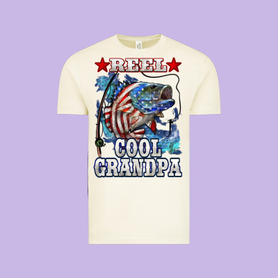 Reel Cool Grandpa American Flag Bass Vintage Tee Designed By Lillyallendesigns