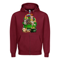 Burgundy St. Patrick's Day animal truck Zipper Hoodie - CowGirlArtShop