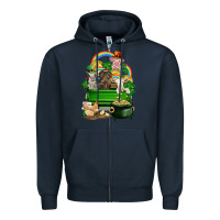 Navy St. Patrick's Day animal truck Zipper Hoodie - CowGirlArtShop