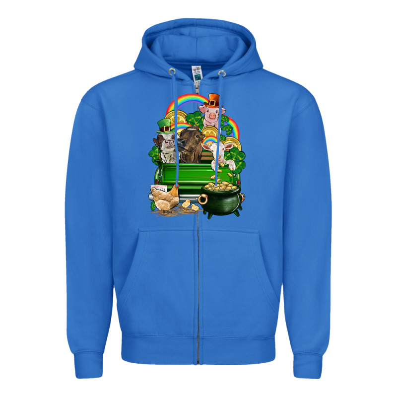 St. Patrick's Day Animal Truck Zipper Hoodie by CowGirlArtShop | Teevron