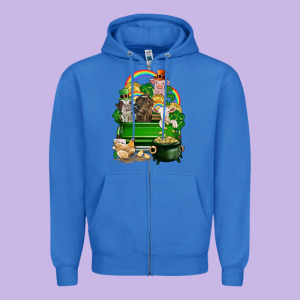 St. Patrick's Day Animal Truck Zipper Hoodie Designed By Cowgirlartshop