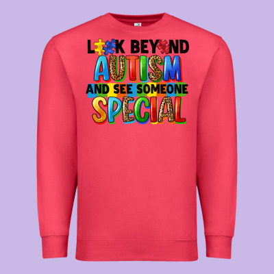 Look Beyond Autism And See Someone Special Premium Sweatshirt Designed By Fadigitalartstudio