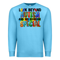 Ocean Blue look beyond autism and see someone special Premium Sweatshirt - FaDigitalArtStudio