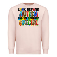 Pale Pink look beyond autism and see someone special Premium Sweatshirt - FaDigitalArtStudio