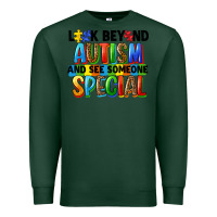 Sports Green look beyond autism and see someone special Premium Sweatshirt - FaDigitalArtStudio