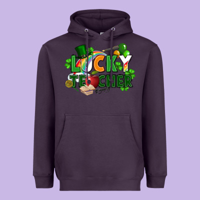 Lucky Teacher St. Patricks Day Heavyweight Hoodie Designed By Fadigitalartstudio
