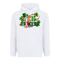 White lucky teacher St. Patricks Day Heavyweight Hoodie - FaDigitalArtStudio