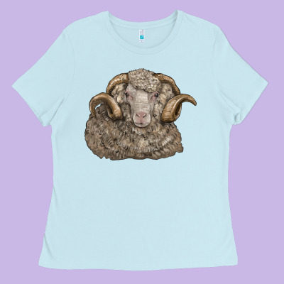Merino Wool Sheep Head Ladies Tee Designed By Lillyallendesigns