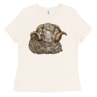 Bone merino wool sheep head Ladies Tee - LillyAllenDesigns