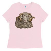 Bubblegum Pink merino wool sheep head Ladies Tee - LillyAllenDesigns