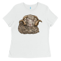 White merino wool sheep head Ladies Tee - LillyAllenDesigns
