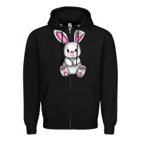 Black Cute bunny Easter Zipper Hoodie - CowGirlArtShop