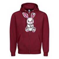 Burgundy Cute bunny Easter Zipper Hoodie - CowGirlArtShop