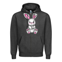 Charcoal Heather Cute bunny Easter Zipper Hoodie - CowGirlArtShop