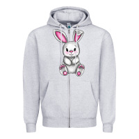 Heather Grey Cute bunny Easter Zipper Hoodie - CowGirlArtShop