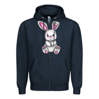Navy Cute bunny Easter Zipper Hoodie - CowGirlArtShop